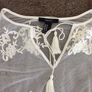 Forever 21 Tops - Lace detail, white, long sleeve shirt Forever 21 Tops - Lace detail, white, long sleeve shirt